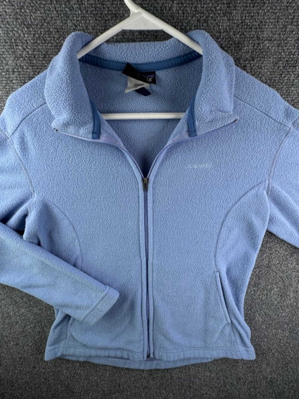 Patagonia Synchilla Women Fleece Jacket Ice Blue Full Zip Medium Soft W/ Logo